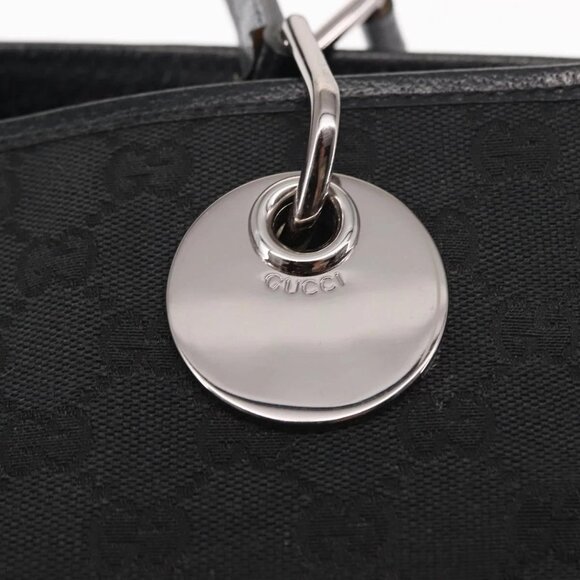 GUCCI GG Canvas Tote Bag Black Gold - Picture 8 of 15